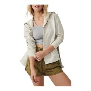 FREE PEOPLE FP MOVEMENT Zip-Up Knit Jacket, OAT MILK Size XS